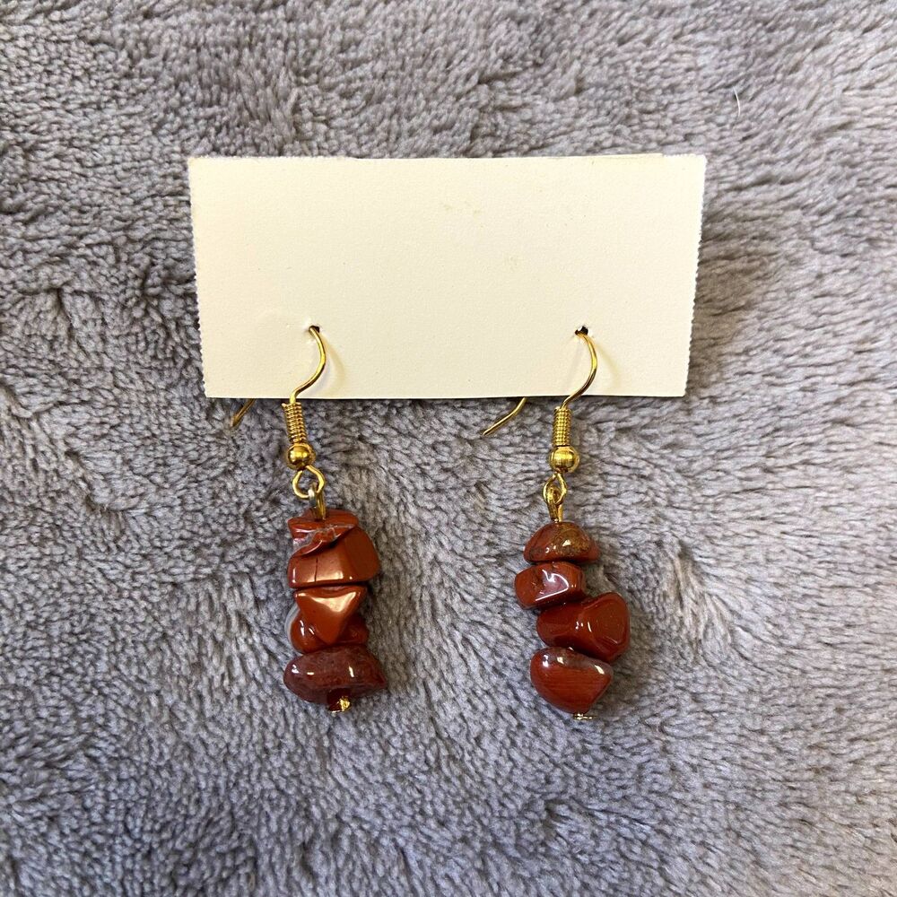 Handmade Flame Jasper Crystal Chip Earrings
